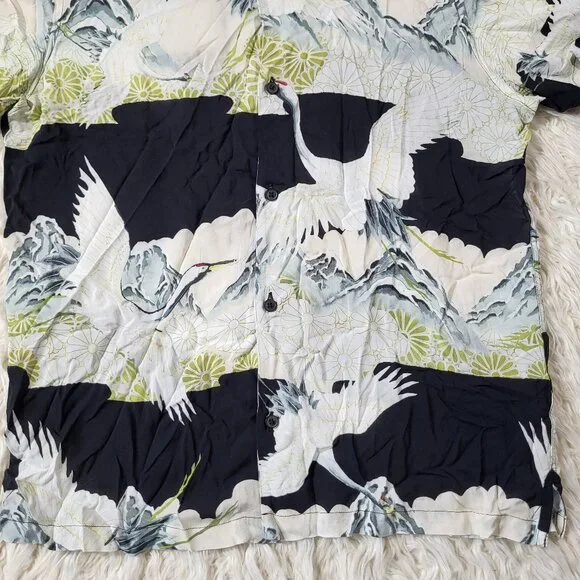 ALLSAINTS Soaring Short Sleeve Shirt Nature Praint | Size Large - Picture 4 of 15